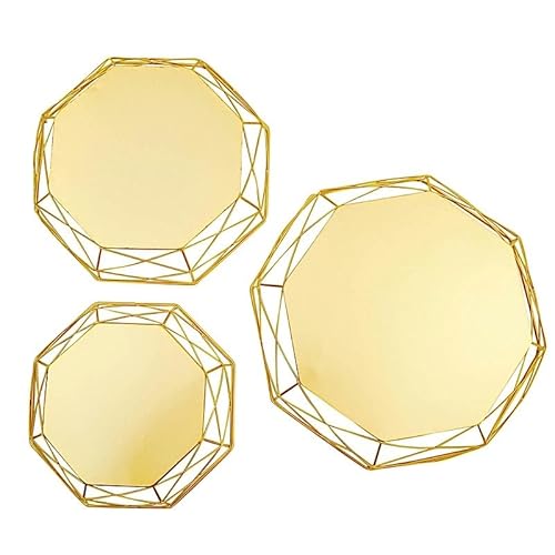 3 Gold Geometric Octagon Metal Cake Stands Dessert Display Riser