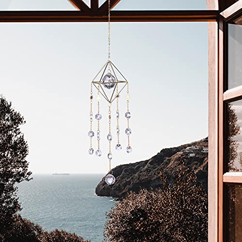 Tinello Sinos de vento de janela de cristal, ornamento de pendurar, apanhadores de sol, apanhadores