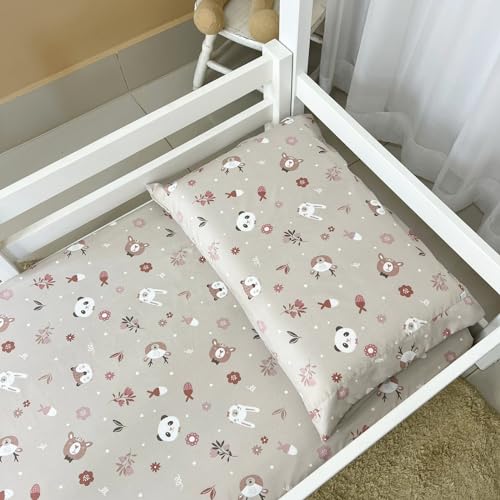 Lençol para Mini Cama com Elástico e Fronha Micropercal Poliéster 300 Fios – Infanto Bosque Encantad