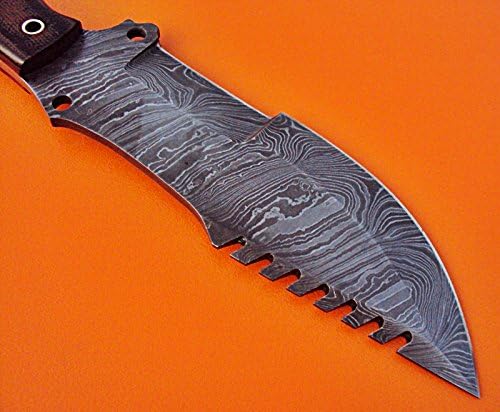 Poshland TR-21 CUSTOM HANDMADE DAMASCUS STEEL TRACKER KNIFE- TWO TONE MICARTA HANDLE