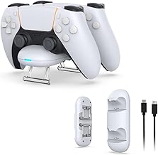 【 TwiHill Acessórios de jogo】Base de carga para PS5, PS5 duas cadeiras de carga rápida, tecnologia de carga de contato de pins
