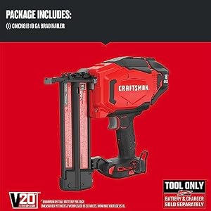 CRAFTSMAN V20 Brad Nailer, 18GA, Cordless, Bare Tool Only (CMCN618B) — photo 3 of 6