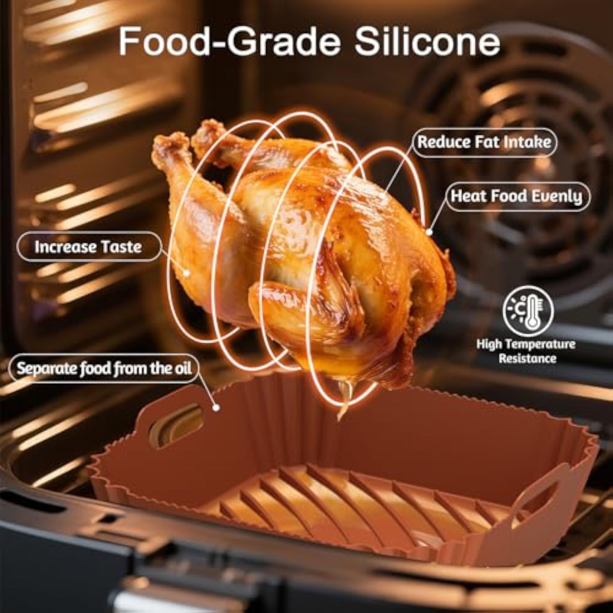 Air Fryer Silicone Liners, 2 Pack Reusable Square Inserts