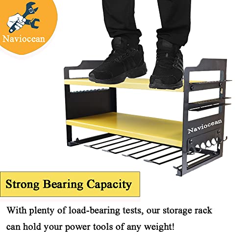 Naviocean Power Tool Organizer With 5 Cordless Drill Holder Garage Tool Organizer Wall Mount Shelf Screwdriver Tool Holder Premium Power Tool Storage Rack And Organization(Yellow) #TOP4