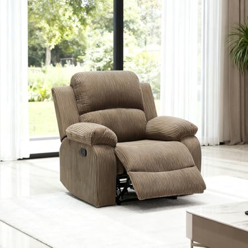 Anthato Manual Recliner Chair Sofa, Living Room Furniture Sets, Single Reclining Chair with Comfy Armrest and Backrest, Modern Fabric Recliner Furniture for Living Room/Meeting Room/RV/Office,Brown#1