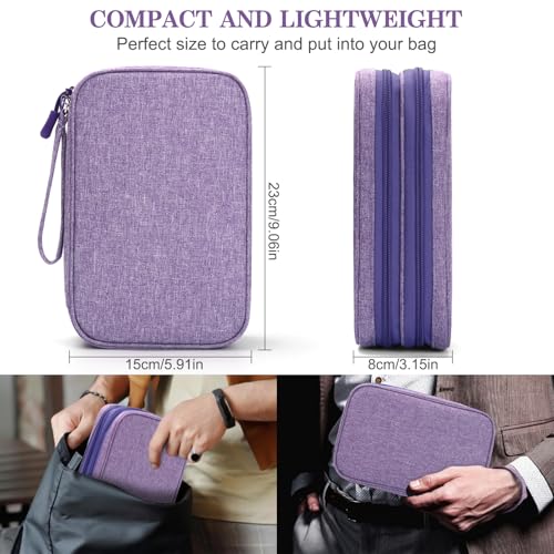 Image of FYY Electronic Organizer, Large Travel Cable Organizer Bag Pouch Electronic Accessories Carry Case Portable Waterproof Double Layers All-in-One Storage Bag for Cable, Cord, Charger, Dark Purple