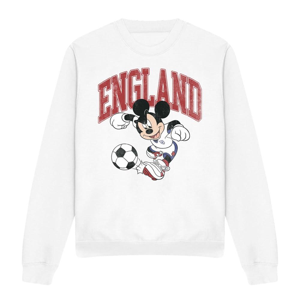 Disney Unisex White Mickey Mouse England Football Sweatshirt, In | Size: 2XL