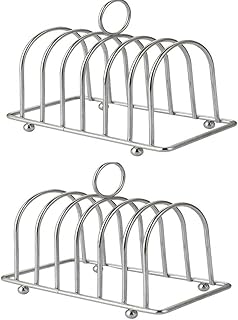 gofidin 2PCS Toast Bread Holder 6 Slice Chrome Silver Toast Rack Slices Serving Stand Holder for Buffet Breakfast Lunch Dinner and Toast