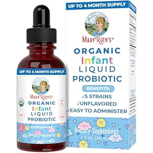 USDA Organic Infant Liquid Probiotic Drops by MaryRuth’s | Baby Essentials | Probiotics for Infants | Baby Probiotic Drops | Proprietary Probiotic Blend | Vegan | Non GMO | 125 Servings