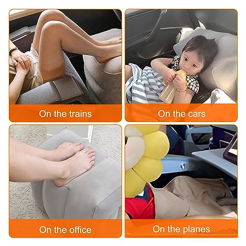 Aufblasbares Fußstützen kissen für Reisen, Reise Fußstütze Kissen höhenverstellbar Flugzeug-Reisekissen, zum Schlafen auf Reisen, geeignet für Büro, Zuhause und jede Reise