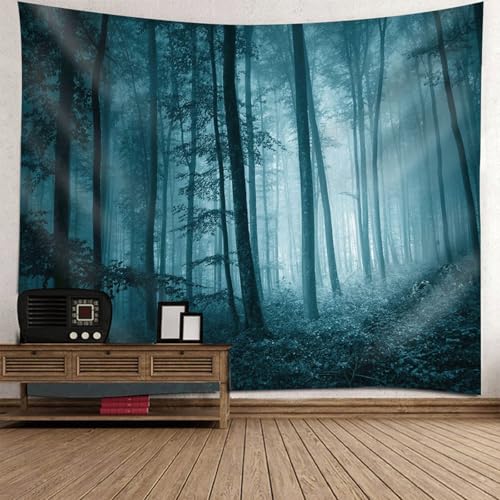 Tenture nature forêt brumeuse tapisserie décoration murale grand format 200x200