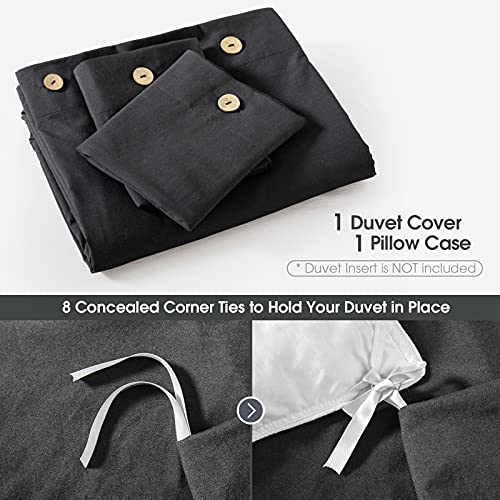 Rose Lake Black Duvet Covers Twin Size Soft Washed Duvet Cover 2 Pieces Bedding Sets With Button Closure, 1 Duvet Cover 68X90 Inches And 1 Pillow Case (No Comforter) #TOP6