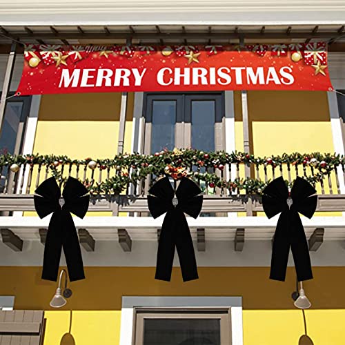 Meseey 36x18 Inches Extra-Large Christmas Tree Topper Bow Black Velvet Ribbon Gift Bows for Christmas Home Decor, Outdoor Indoor Car Decoration (Black) by Meseey - Image 4
