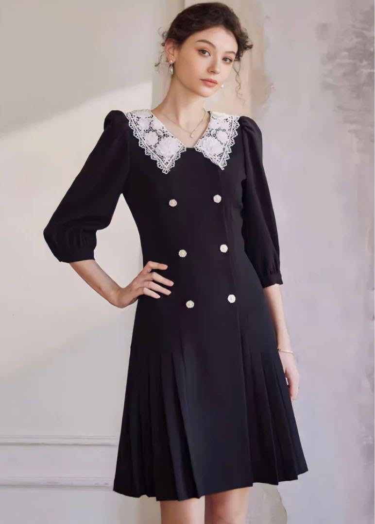 Amazon.co.jp: N.FRAME エヌフレーム レースカラープリーツワンピース