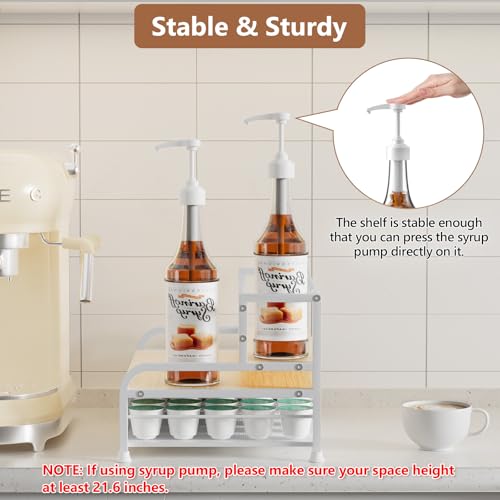 image for PONEYA Coffee Syrup Rack Organizer, 3-Tier 8 Bottles Syrup Rack with 3