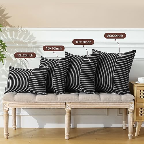 Otostar YL-QXUS0706 Farmhouse Decorative Throw Pillow Covers 12 X 20 Inch Striped Patchwork Pillow Covers Lumbar Pillow Case Shell Couch Pillowcase Cushion Cover thumb #4