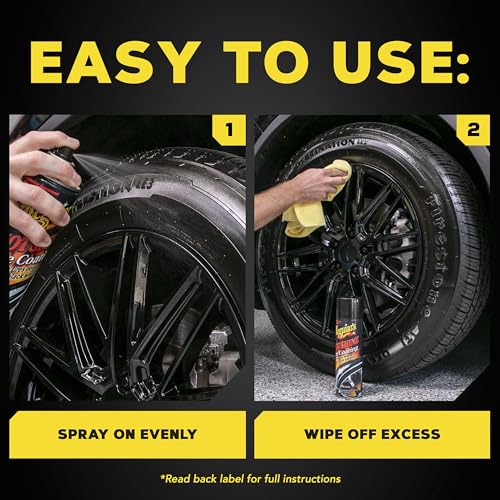 Image of Meguiar's Hot Shine High Gloss Tire Coating, 6 Pack (6 x 15 oz = 90 oz Total) Aerosol Tire Shine Spray for Deep Black Wet Look Tires on Cars Trucks and SUVs After Car Wash Detailing