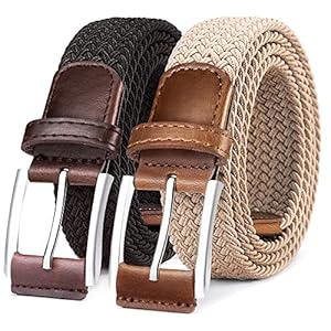 BULLIANT Belt for Men 2Pack,Mens Gift Stretch Braided Web Belt Elastic for Casual Golf Jeans,1 3/8″