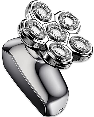 Head Shaver, 5-in-1 Shaver for Bald Men with LED Display, Versatile 6D Floating, Waterproof Design for Hair, Beards, Nasal Hair, and Facial Cleansing