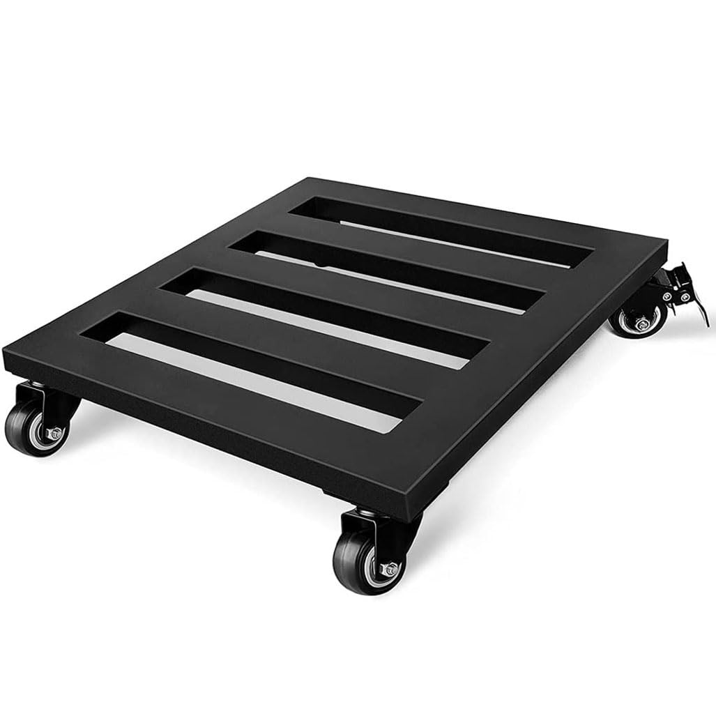 DFGHNBVC Square Metal Rolling Plant Stand Caddy Outdoor With Wheels, Load Bearing 440Lb Heavy Duty Planter Caddy Trolley On Lockable Casters, Heavy Duty Flower Pot Roller Base 9Inch,Black-9Inch