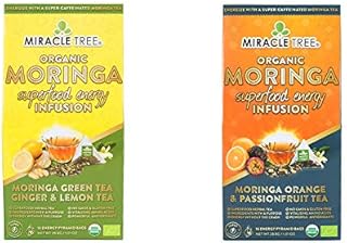 Miracle Tree - Organic Moringa Energy Tea, super-caffeinated - perfect for coffee alternative, 2 Pack Bundle, 2x16 Plasti...
