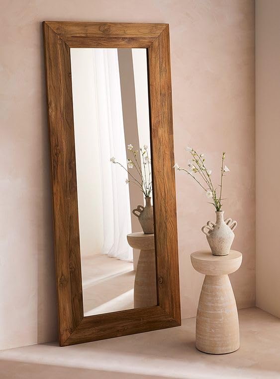 Wooden Wall Mirror Frame Size (24x60) Inch Only Frame Without Mirror Glass Colour Natural (Brown) Royal Wood Design Big Framre-image-27