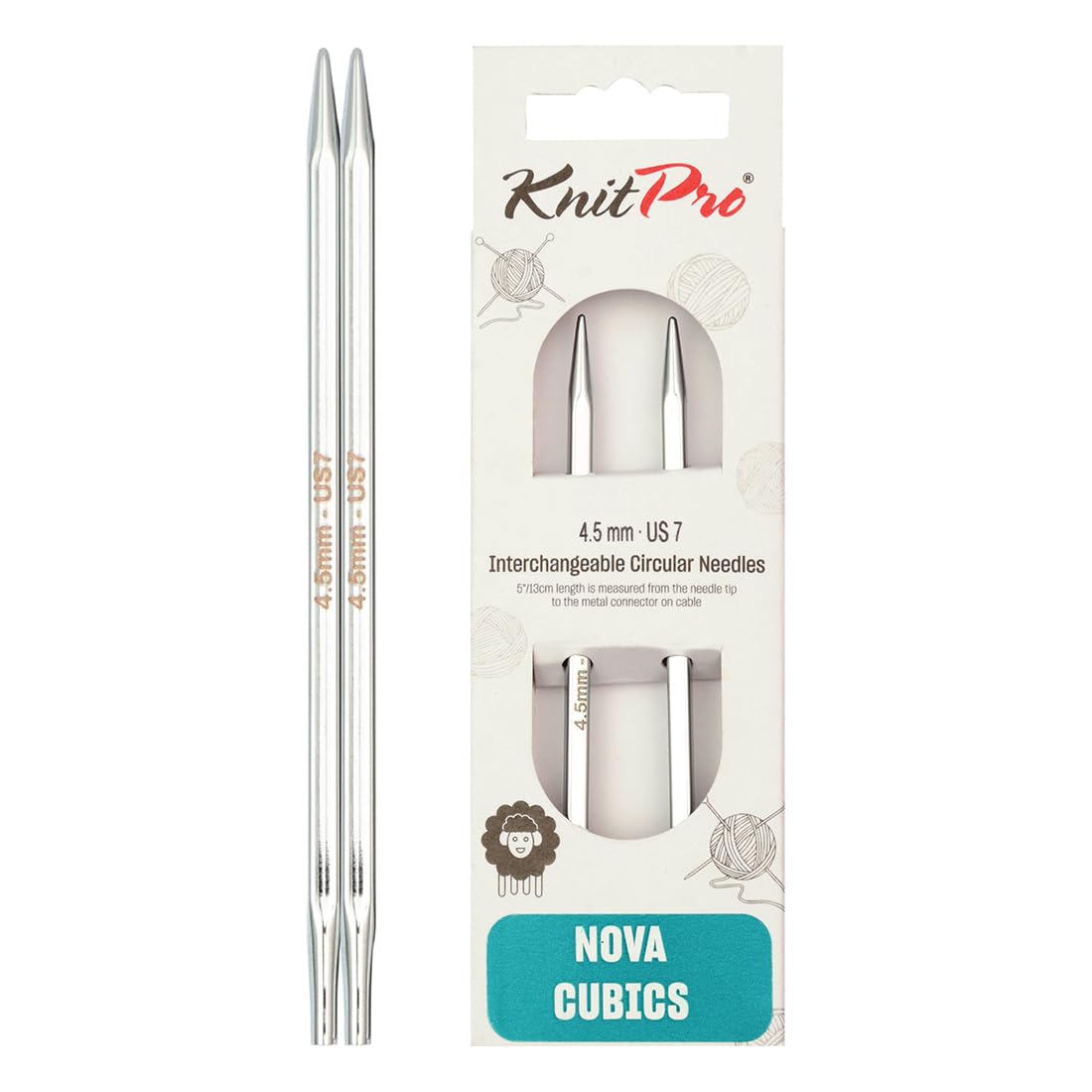 KnitPro Nova Cubics Interchangeable Circular Needles 4" (10cm) | 4.50mm