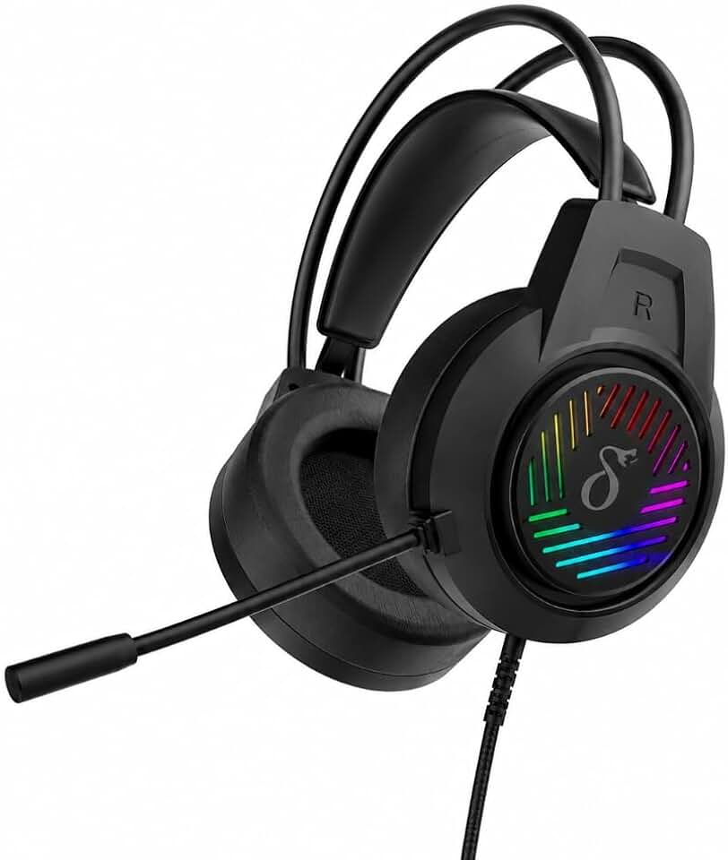 Fone de Ouvido para Computador, Headset Gamer Pro, Iluminação RGB, Microfone Flexível, Entrada P2, LED, Confortável, Premium