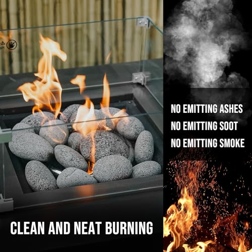 Image of Skyflame 3-5 Inch Round Lava Rock Pebbles, 10 Pounds Natural Tumbled Stones | for Indoor Outdoor Gas Fire Pit, Fireplaces, Garden Landscaping Decoration, Cultivation of Potted Plants