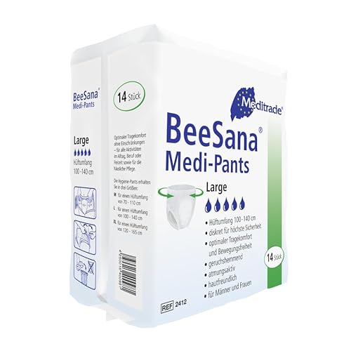 14x Beesana Medi-Pants Inkontinenz Pants Größe M - Windeln für Erwachsene Männer & Damen - Hüftumfang 70-110 cm - Absoluter Schutz bei Blasenschwäche - Hohe Saugkraft und Atmungsaktiv
