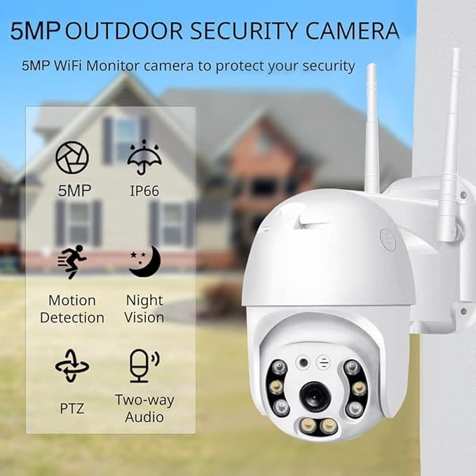 Image of JB Supar 5MP WiFi Outdoor PTZ Security Camera | 360 View | Full HD | Color Night Vision | Motion Detection | Two Way Audio | Wireless CCTV Camera for Home with Mobile App V380 Pro (Dome Camera)