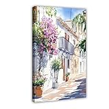 UTGN Lienzo de pintura de acuarela de Ibiza para pared, 40 x 60 cm