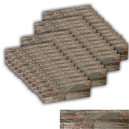 IZODEKOR Ropa de pared de piedra auténtica: paneles de pared autoadhesivos, paneles de pizarra fina, revestimiento de pared, paneles de pared con aspecto de piedra, Roma | 48 unidades Cover