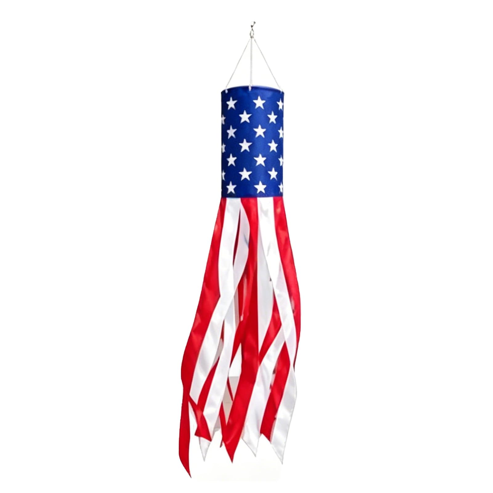 sugerou Independence Day Windsock, Patriotic Wind Tube Flag – Multi-Hanging Outdoor Decoration, Red White Blue 1pc