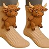 Ouyniei Highland Cow Socks,Animal Hug Hug Socks for Women 3d Knit Funny Cute Stocking Fuzzy Cozy Sock for Christmas Gifts