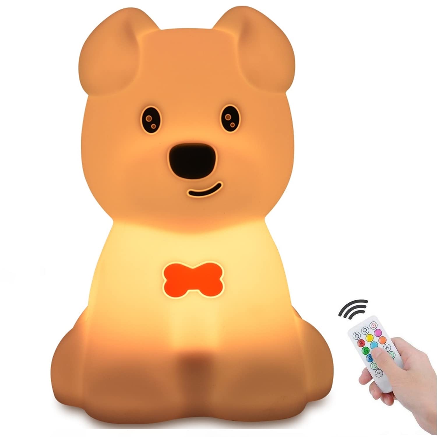 xinjinhju Grande Luz nocturna para niños de perro lámpara de noche bonita lámpara de animal de cachorro 9 colores cambiantes para habitación luces decorativas regalo para niñas y niños - Grande