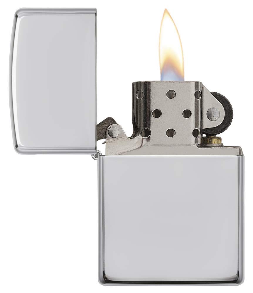 Zippo Sturmfeuerzeug - High Polish Sterling Silver, Base Model - Nachfüllbar - Wiederverwendbar - Windfestes Design - Geschenkbox - Made in USA