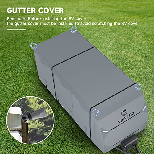 Vinpatio Rv Cover, 7 Layers Heavy Duty Rv & Trailer Cover, Toy Hauler Cover Fits 27'-30' Rv Travel Trailer Camper Cover With Tongue Jack Cover, Extra Windproof Straps, Gutter Covers #TOP7