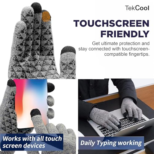 Image of TEKCOOL Winter Gloves for Men & Women with Touchscreen Finger Bike Winter Hand Gloves for Men Woolen Winter Gloves for Women Thermal Hand Gloves for Winter Warm Gloves Unisex