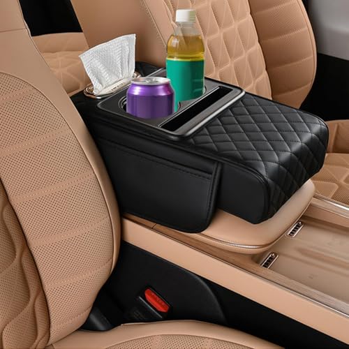 Universal Car Armrest Cushion Organizer, Leather Armrest Cover for Car, 5-in-1 Center Console Cover...