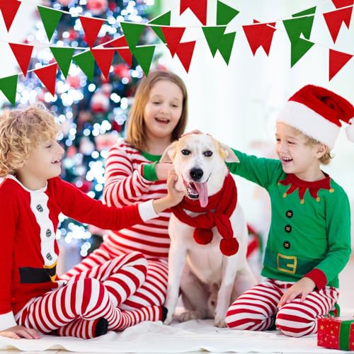 Image of Tatuo 200 Feet Solid Pennant Banners Flags String Triangle Hanging DIY Bunting Flags Party Decorations for Grand Opening Party Banners for Kids Birthday, Shops (Red and Green)