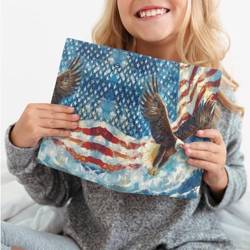 doginthehole American Flag Eagle Book Covers for Paperbacks 2 Pcs Soft Book Sleeve for Hardcover Books 9 x 11 Inches Textbook Comic Books Protector for Boys Men, 4th of July Decor - Image 3