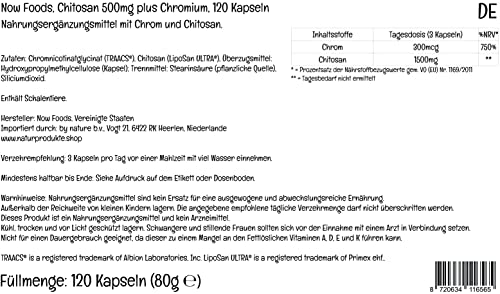 Chitosan Kapseln mit Chrom von NOW Foods, 500mg, 120 Stück
