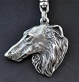 Silbergewicht in Gramm: Barsoi, Russischer Windhund, Silber gepunzt 925, Hund, Silber, Schmuckanhänger, Anhänger, Schlüsselanhänger, Limitierte Edition, Art Dog