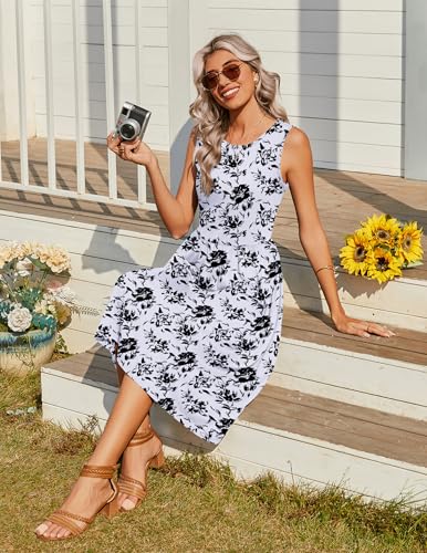 Image of Zeagoo Women's Summer Tank Midi Dress with Pockets Floral Sleeveless A-Line Casual Loose T-Shirt Dresses Beach Sundress 2026