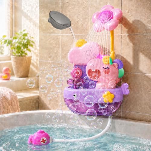 Unicorn Light Up Bath Bubble Machine with Colorful RGB Lights Kids Tub Bath Toy in Tub Or Sink for Toddler Boys & Girls Ages 1-8