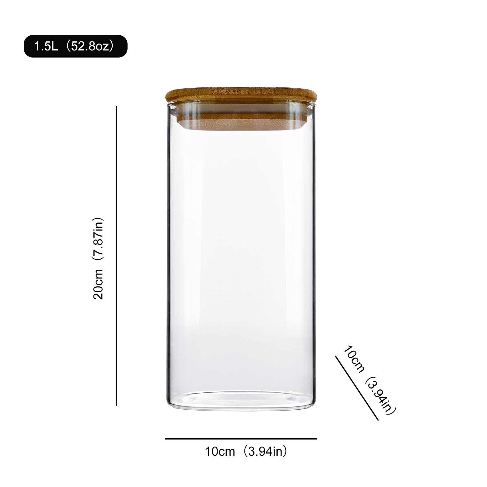 Set di 3 Barattoli Cucina - Barattolo Vetro con Coperchio - Contenitori Vetro per Alimenti（1500ml）