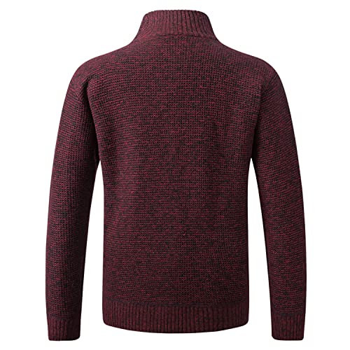 Lu's Chic Men's Long Sleeve Cardigan Sweater Thermal Slim Fit Full Zip Quilted Jacket Business Casual Knit Coats Pocket2