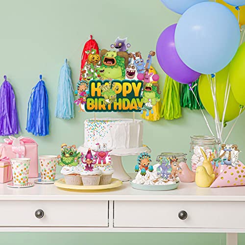 37 Pieces Of Singing Monsters Cake Topper, Singing Monsters Themed Party Supplies Cupcakes Kids Birthday Decorations,Cute Cartoon Monsters Cake Decorations For Music Game Party Supplies Decor #TOP6