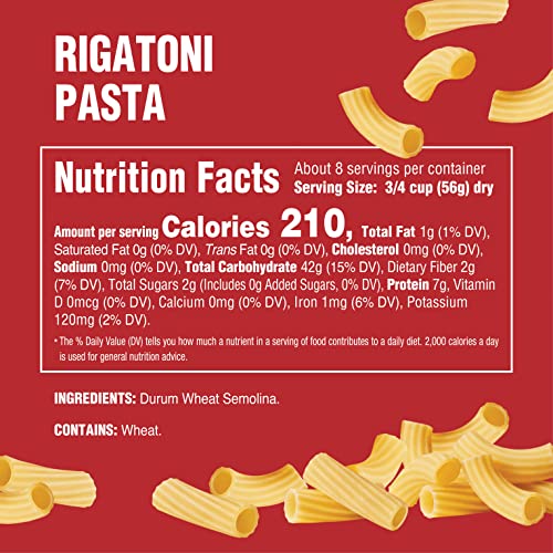 Image of Rao's Homemade Rigatoni Pasta, 16oz, Traditionally Crafted, Premium Quality, From Durum Semolina Flour, Traditional Bronze Die Cut, Imported from Italy (Pack of 2)